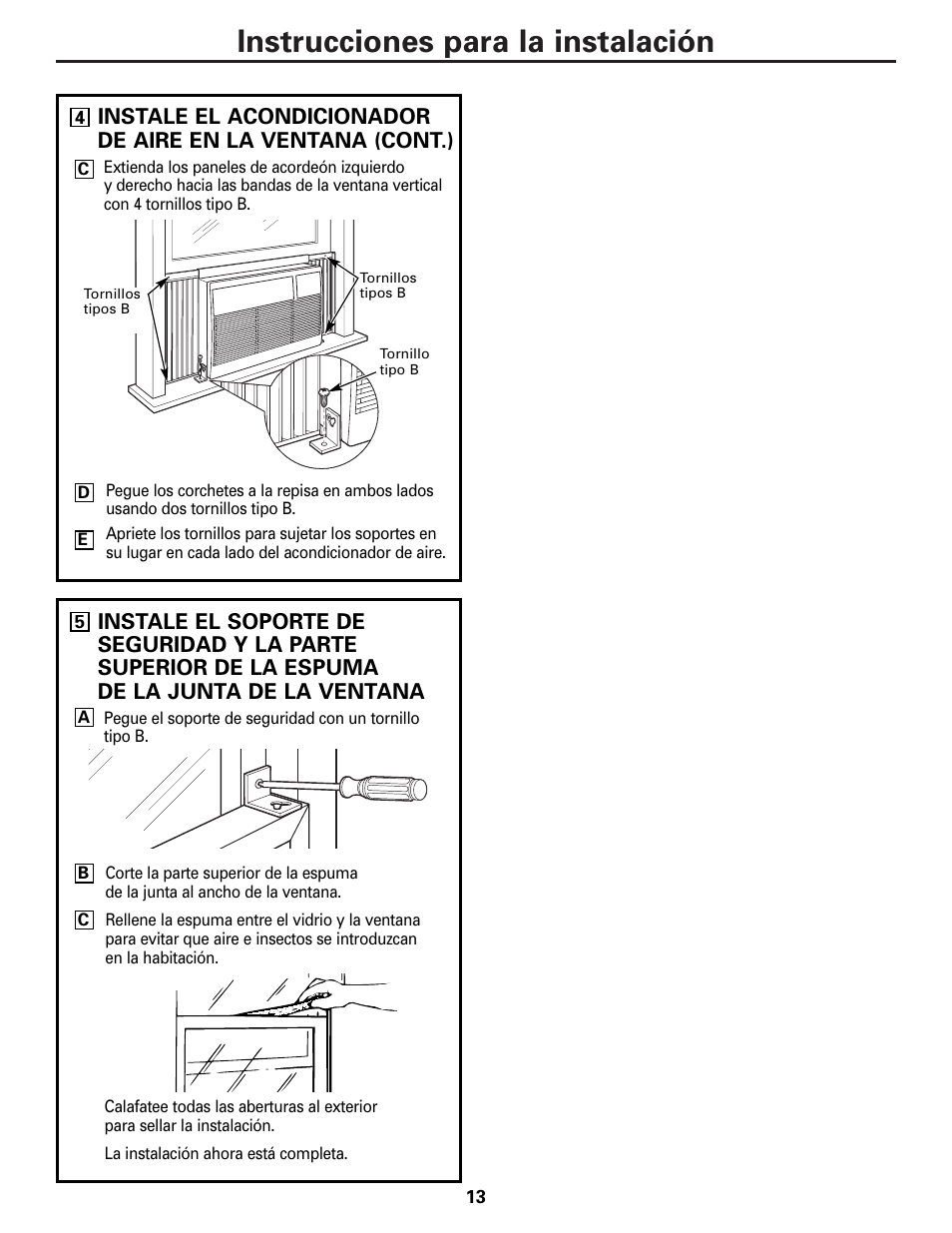 Instrucciones para la instalación | GE Money USA ASQ05 User Manual | Page 31 / 36