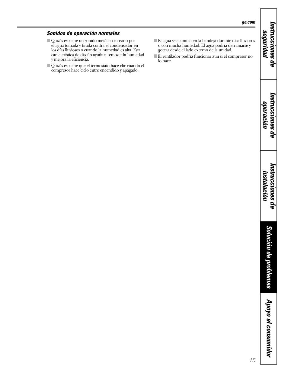 Sonidos de operación normales | GE Money USA ASQ05 User Manual | Page 33 / 36