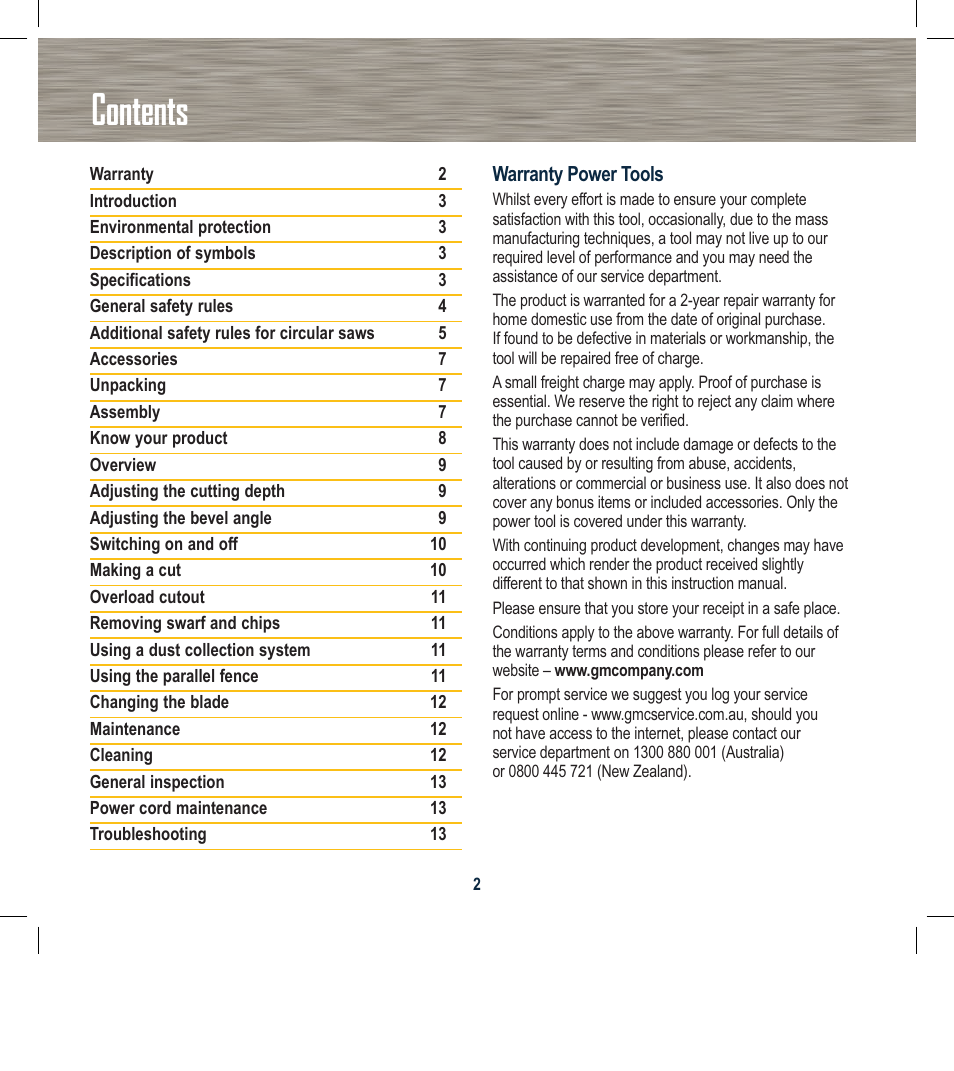 Global Machinery Company MPS184M User Manual | Page 2 / 16