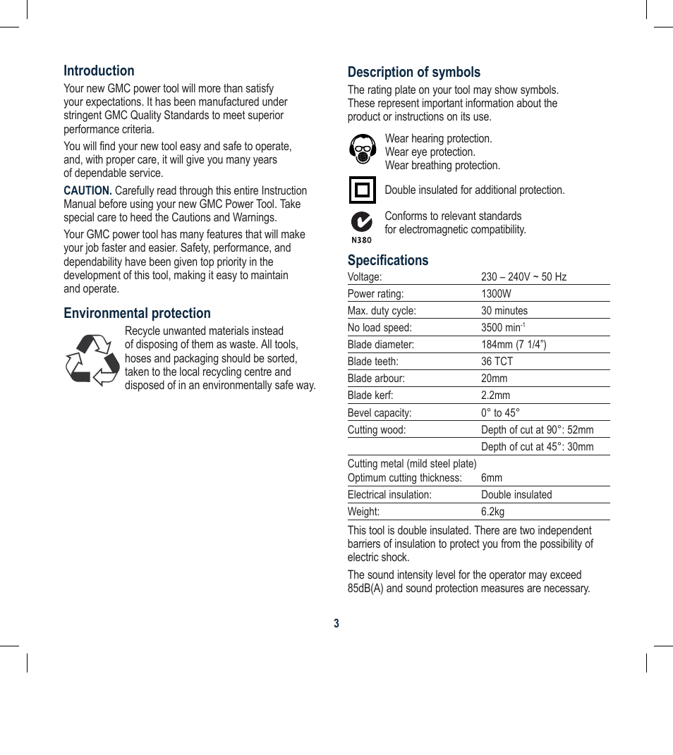 Global Machinery Company MPS184M User Manual | Page 3 / 16