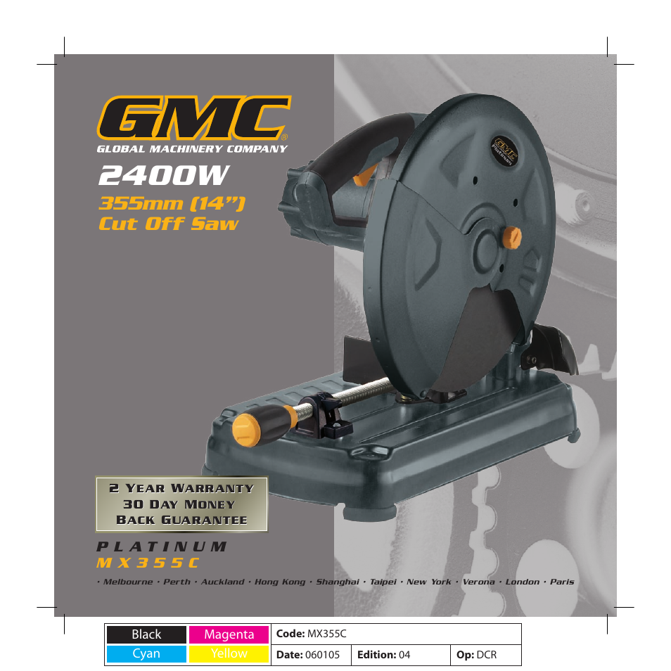 Global Machinery Company MX355C User Manual | 16 pages
