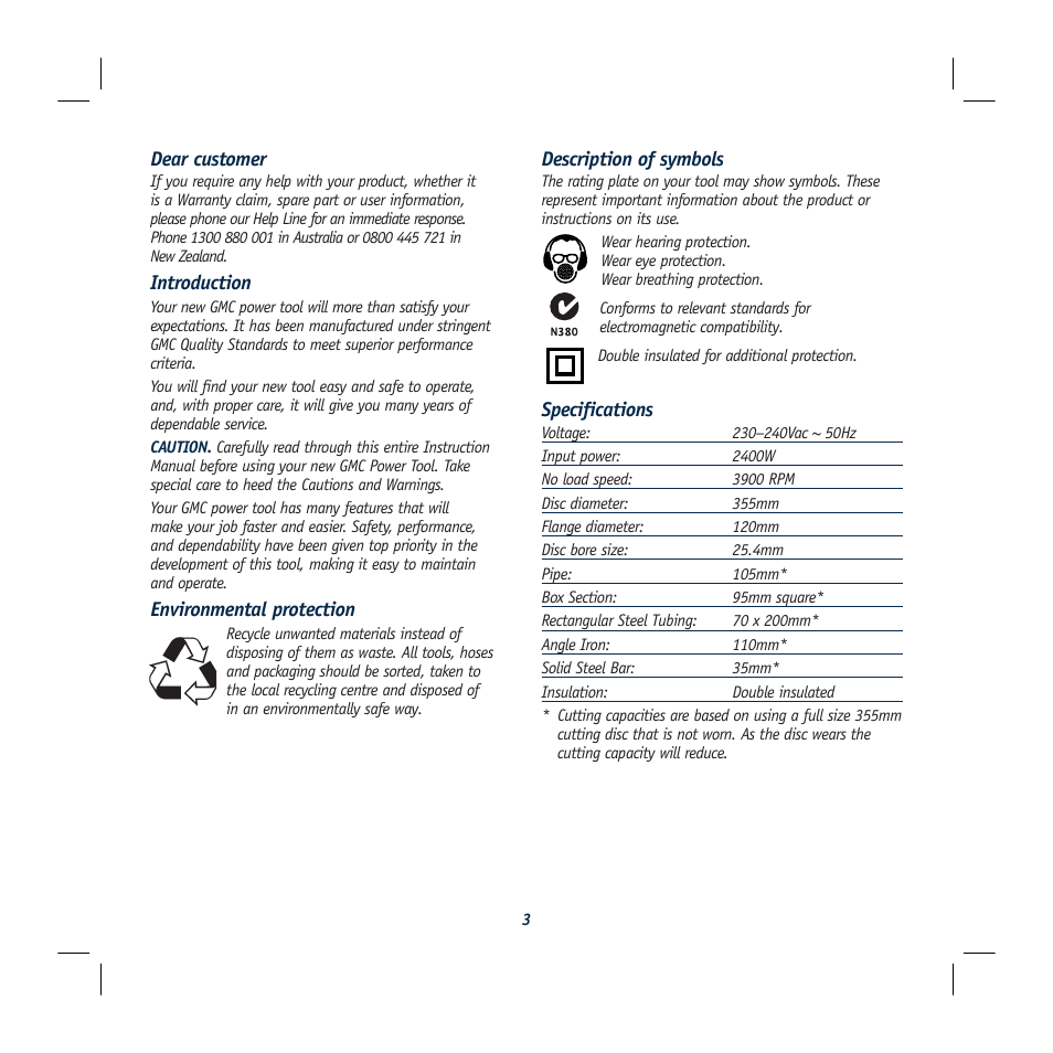 Global Machinery Company MX355C User Manual | Page 3 / 16