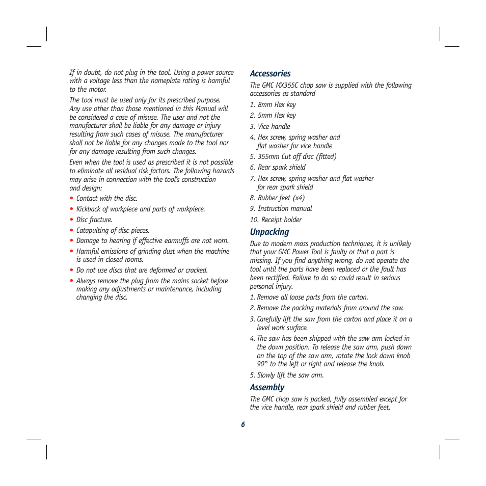 Global Machinery Company MX355C User Manual | Page 6 / 16