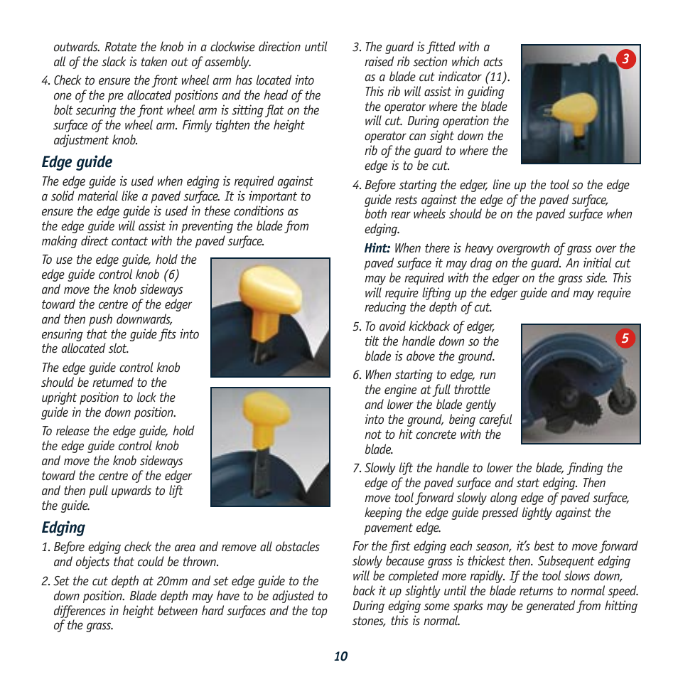 Edge guide, Edging | Global Machinery Company PEDG User Manual | Page 10 / 16