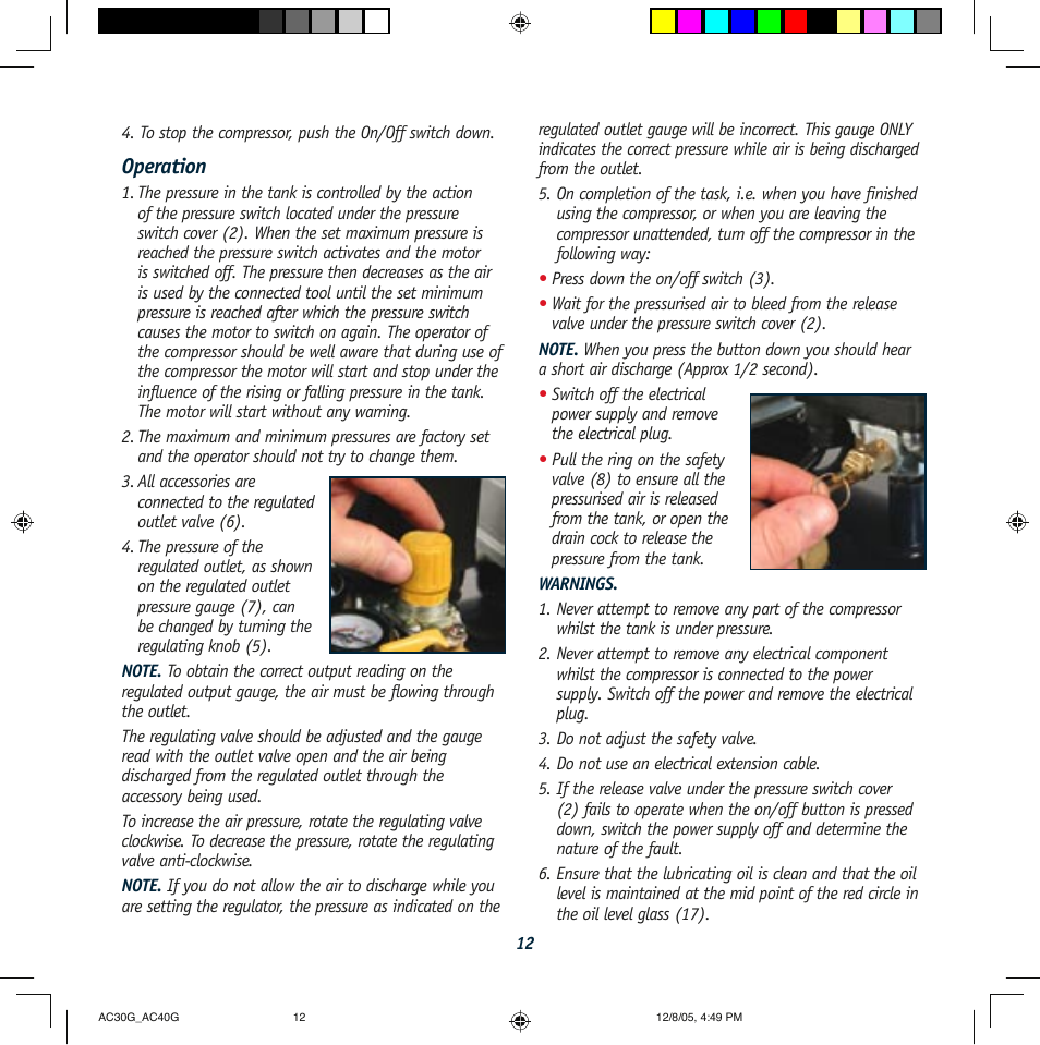 Global Machinery Company AC30G User Manual | Page 12 / 16