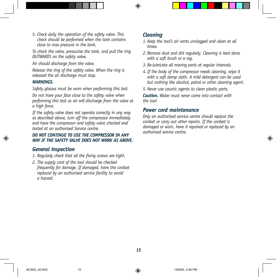 Global Machinery Company AC30G User Manual | Page 15 / 16