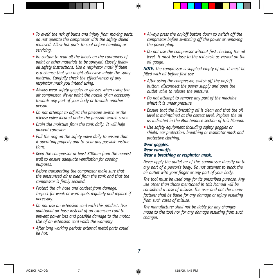 Global Machinery Company AC30G User Manual | Page 7 / 16