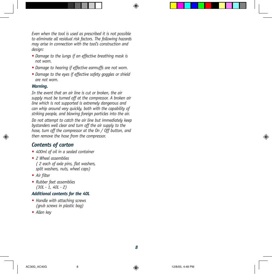 Global Machinery Company AC30G User Manual | Page 8 / 16