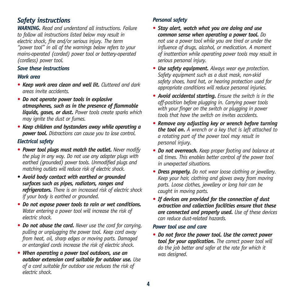 Safety instructions | Global Machinery Company SA186 User Manual | Page 4 / 11
