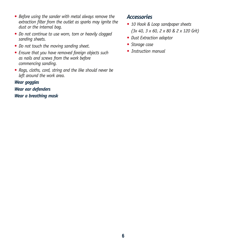 Accessories | Global Machinery Company SA186 User Manual | Page 6 / 11