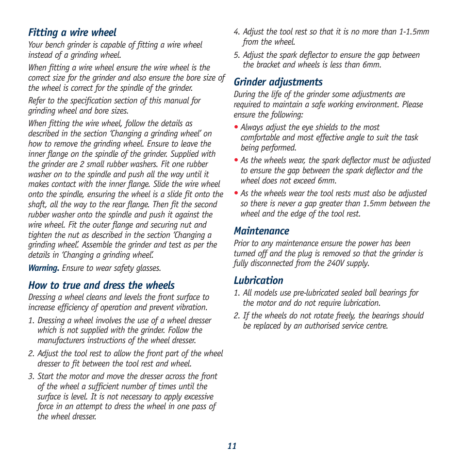 Global Machinery Company BG834HPL User Manual | Page 11 / 13