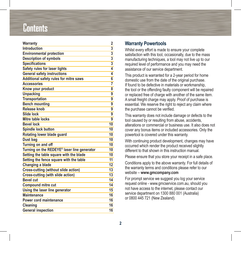 Global Machinery Company SYT210 User Manual | Page 2 / 20
