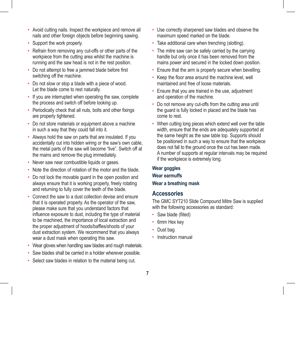 Global Machinery Company SYT210 User Manual | Page 7 / 20