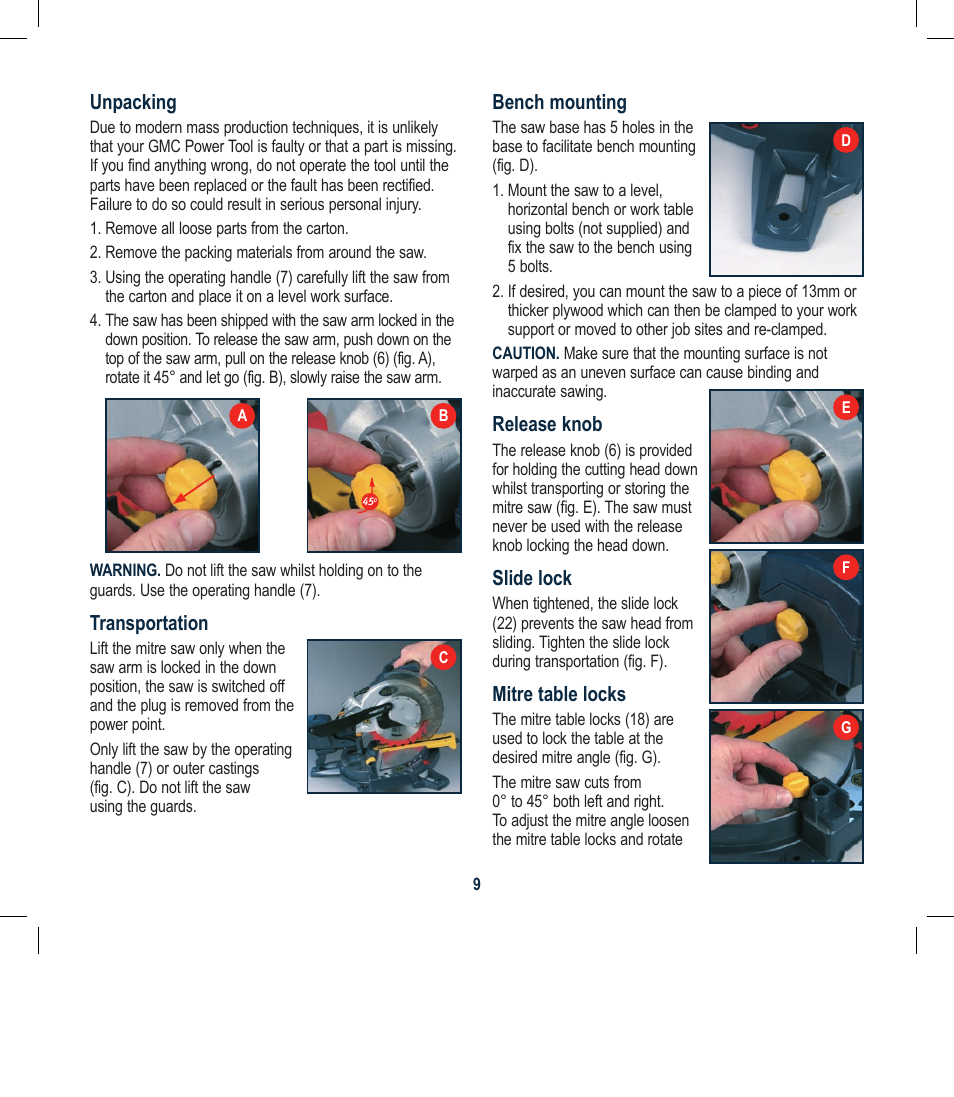 Global Machinery Company SYT210 User Manual | Page 9 / 20