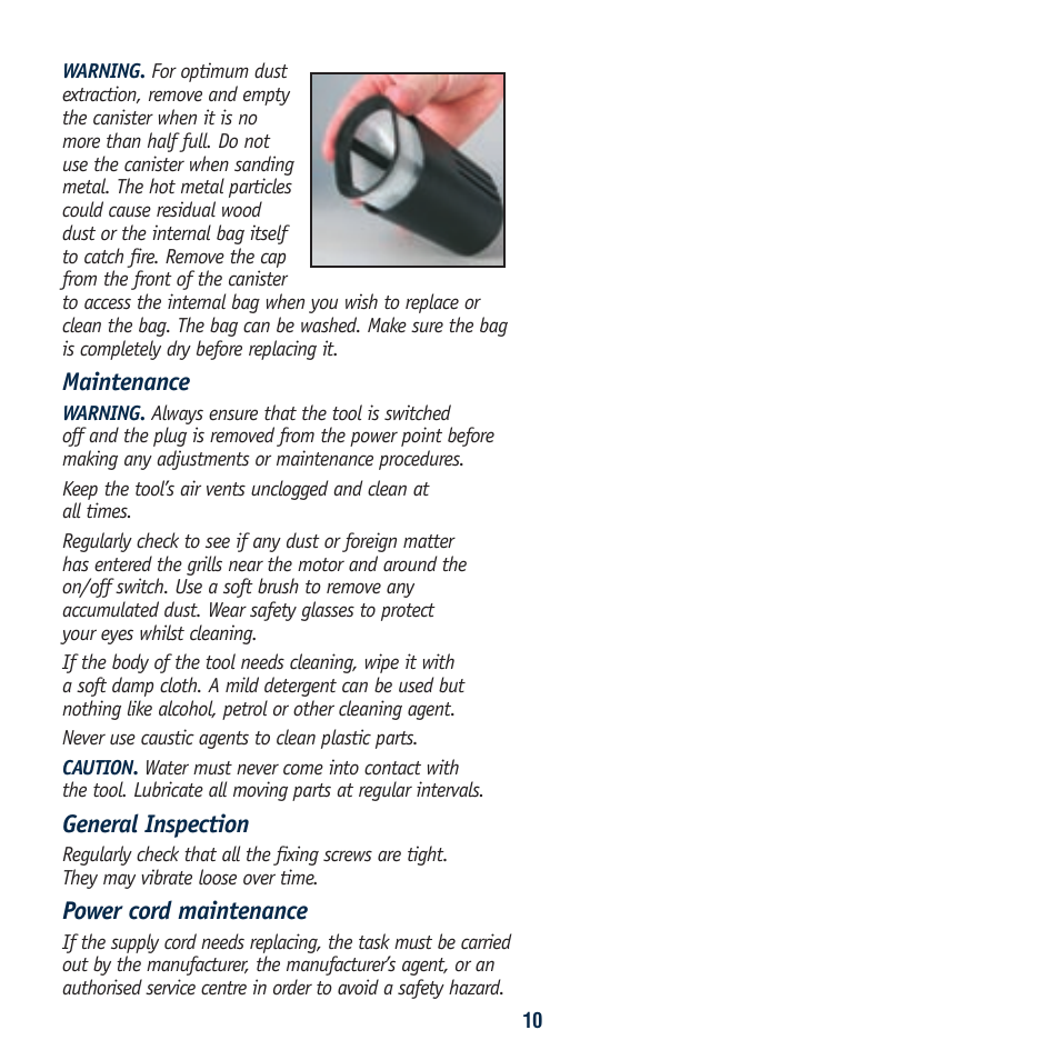 Maintenance, General inspection, Power cord maintenance | Global Machinery Company SA350 User Manual | Page 10 / 12