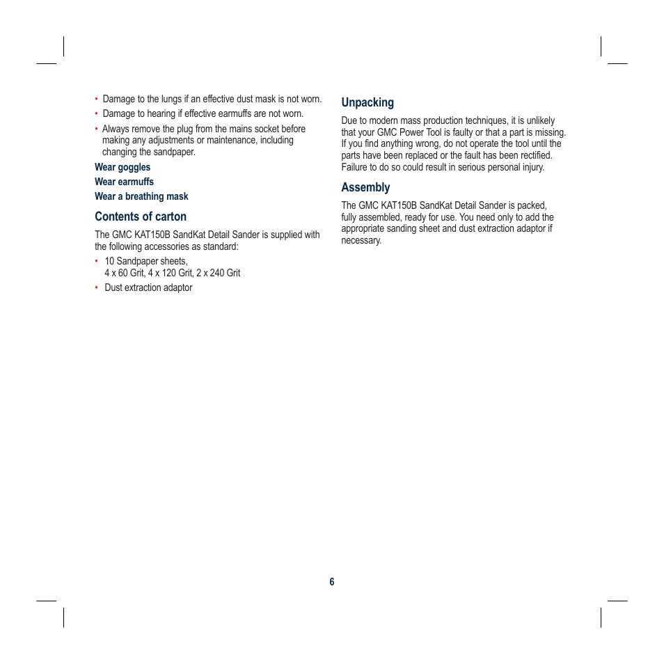 Global Machinery Company KAT150B User Manual | Page 6 / 12