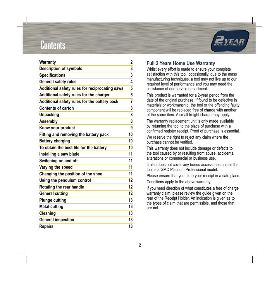 Global Machinery Company DC18V User Manual | Page 2 / 16