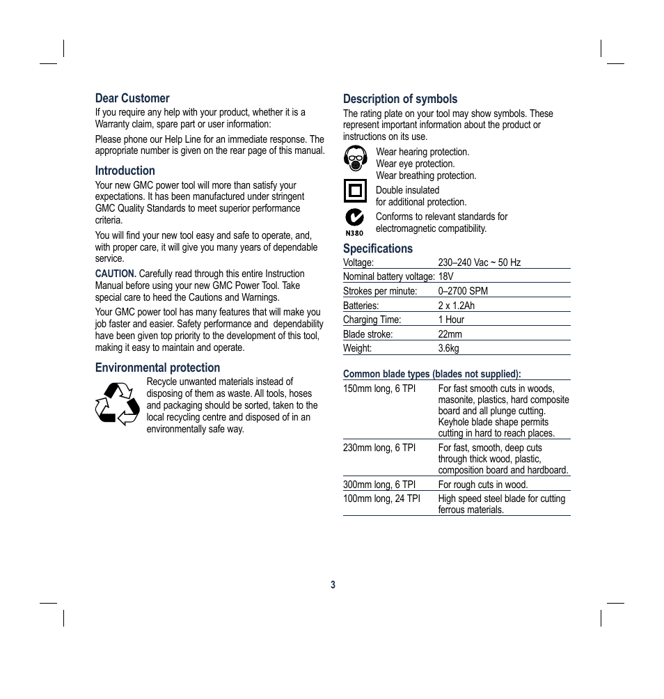 Global Machinery Company DC18V User Manual | Page 3 / 16