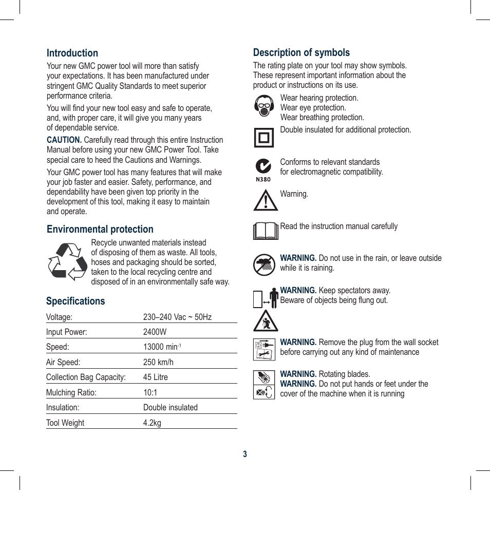 Global Machinery Company BLV8000A User Manual | Page 3 / 12