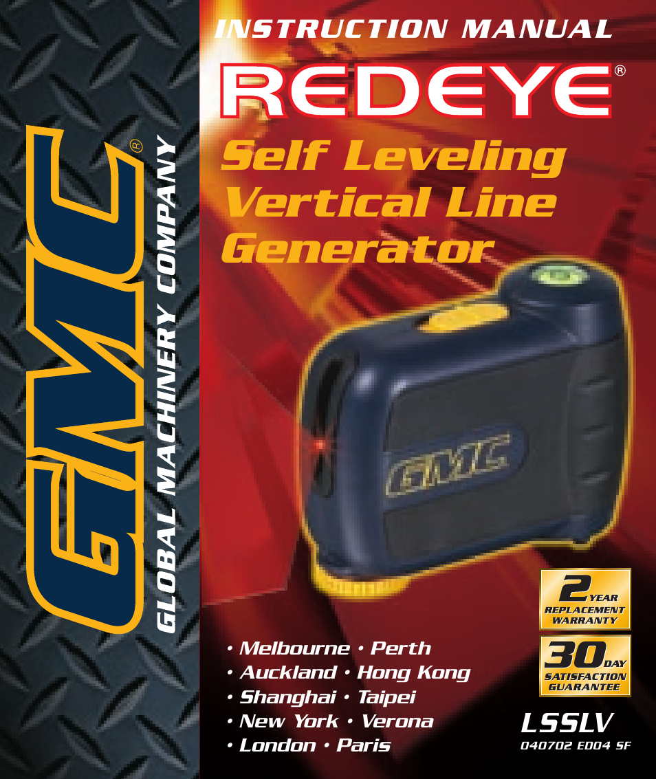 Global Machinery Company REDEYE LSSLV User Manual | 9 pages