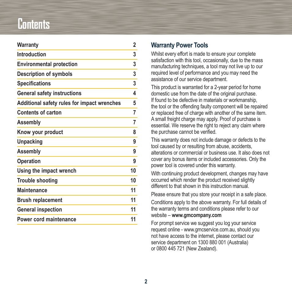Global Machinery Company IW1000 User Manual | Page 2 / 12