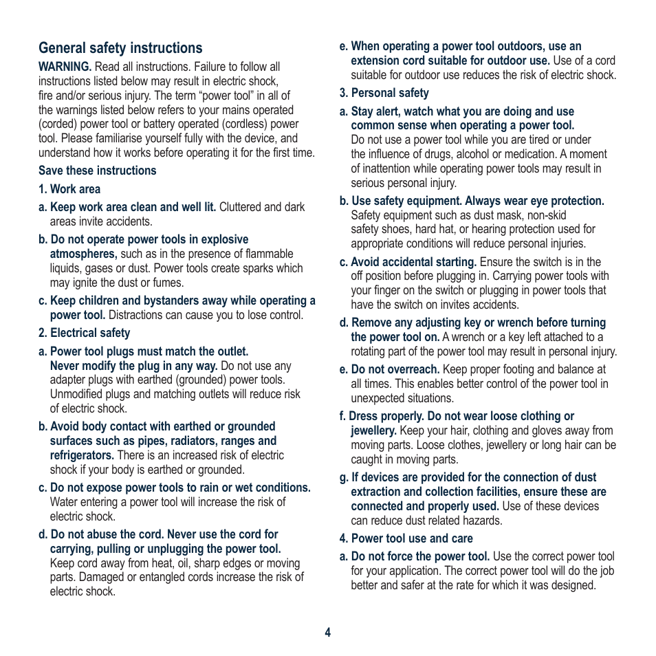 General safety instructions | Global Machinery Company IW1000 User Manual | Page 4 / 12