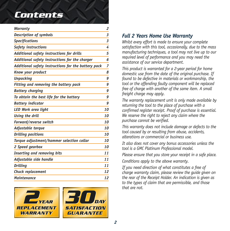 Global Machinery Company GTX2450K User Manual | Page 2 / 16