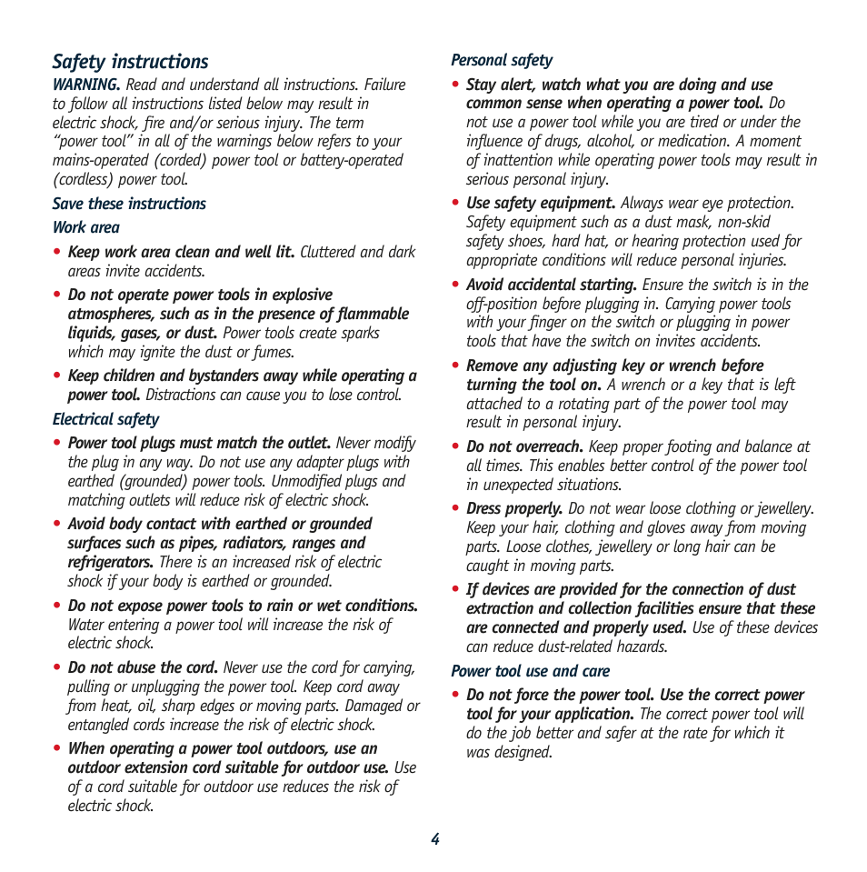 Safety instructions | Global Machinery Company GTX2450K User Manual | Page 4 / 16