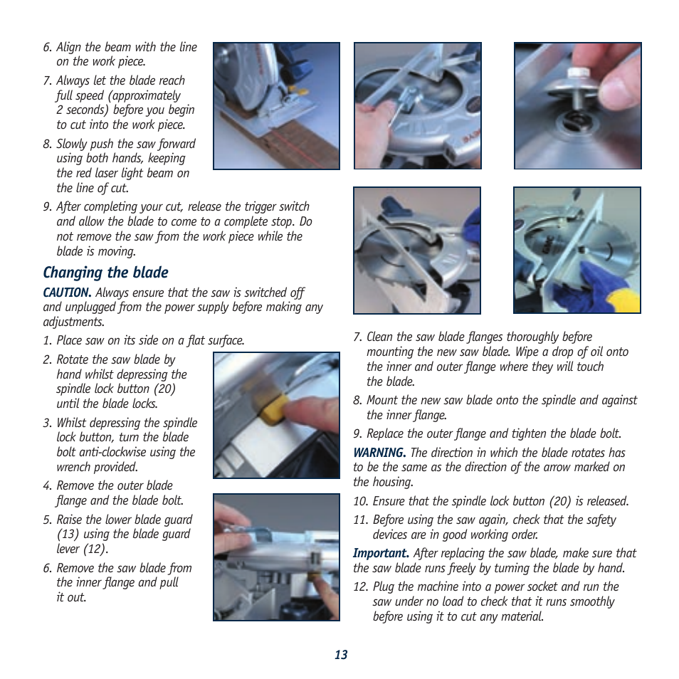 Changing the blade | Global Machinery Company LS236LS User Manual | Page 13 / 15