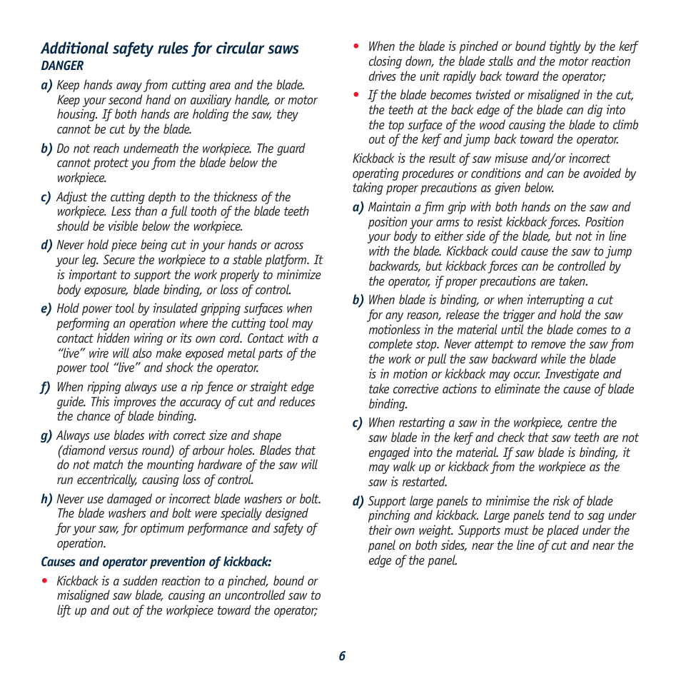 Additional safety rules for circular saws | Global Machinery Company LS236LS User Manual | Page 6 / 15