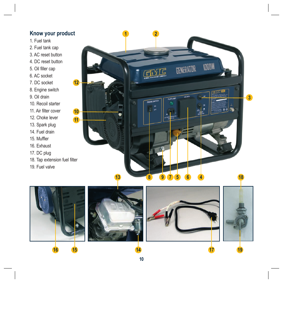 Global Machinery Company GEN1000 User Manual | Page 10 / 20