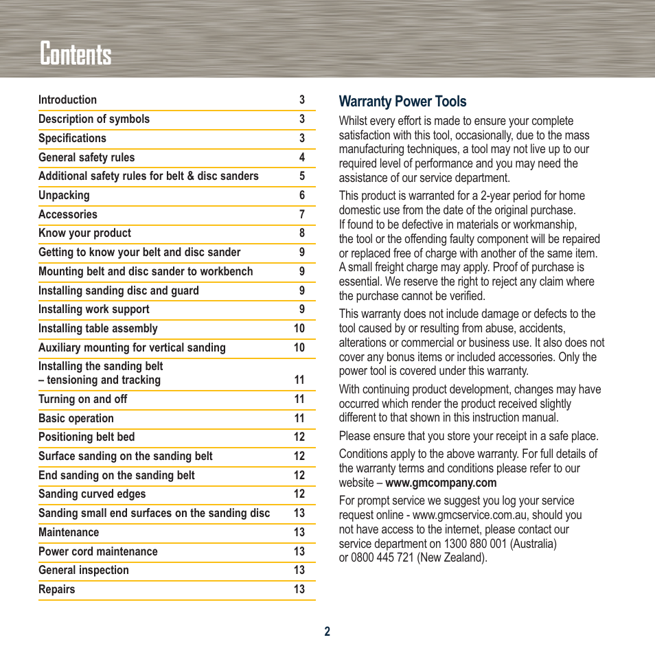 Global Machinery Company BD1500 User Manual | Page 2 / 16