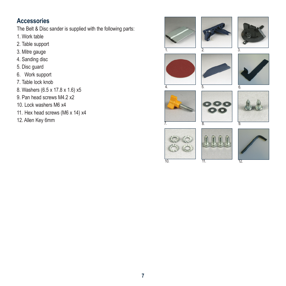 Accessories | Global Machinery Company BD1500 User Manual | Page 7 / 16