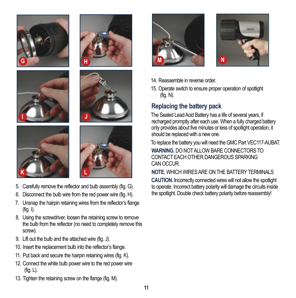Replacing the battery pack | Global Machinery Company VEC156-AU User Manual | Page 11 / 16