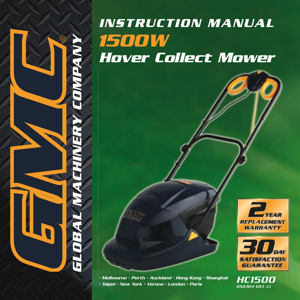 Global Machinery Company HC1500 User Manual | 14 pages