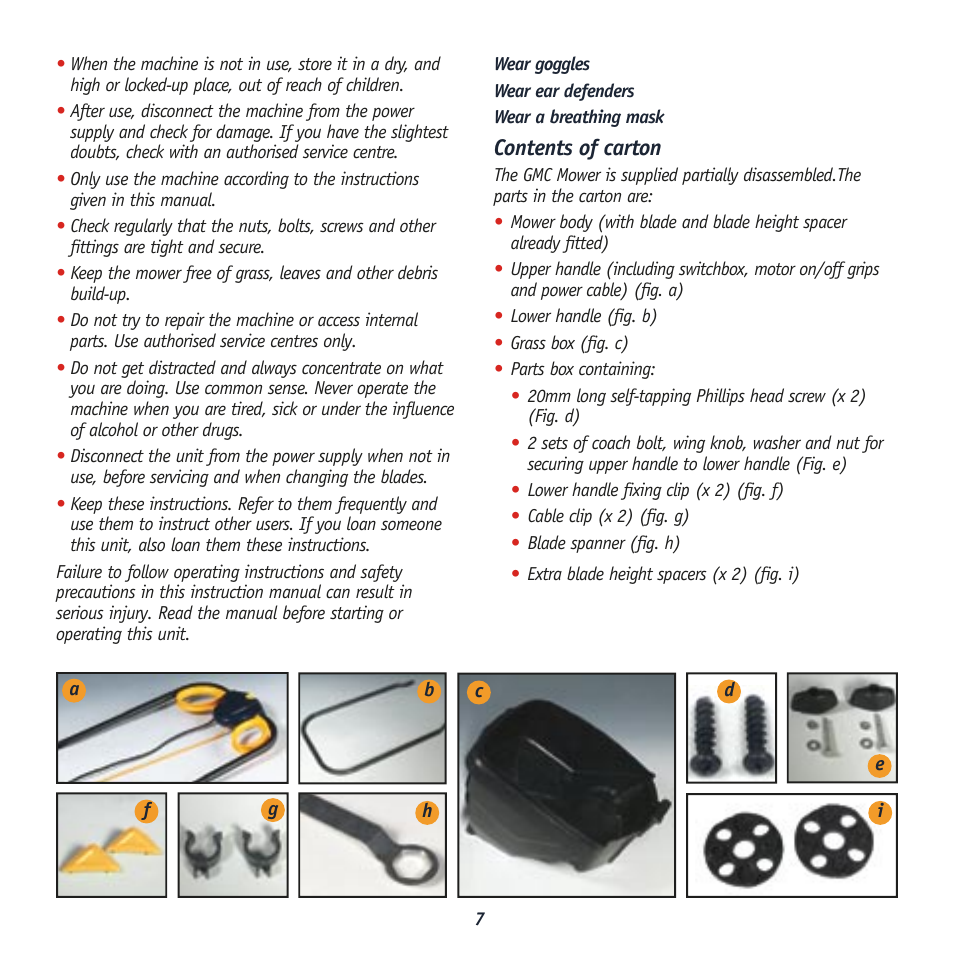 Contents of carton | Global Machinery Company HC1500 User Manual | Page 7 / 14