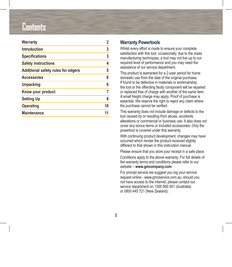Global Machinery Company EDG3 User Manual | Page 2 / 12