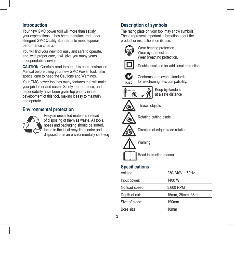 Global Machinery Company EDG3 User Manual | Page 3 / 12