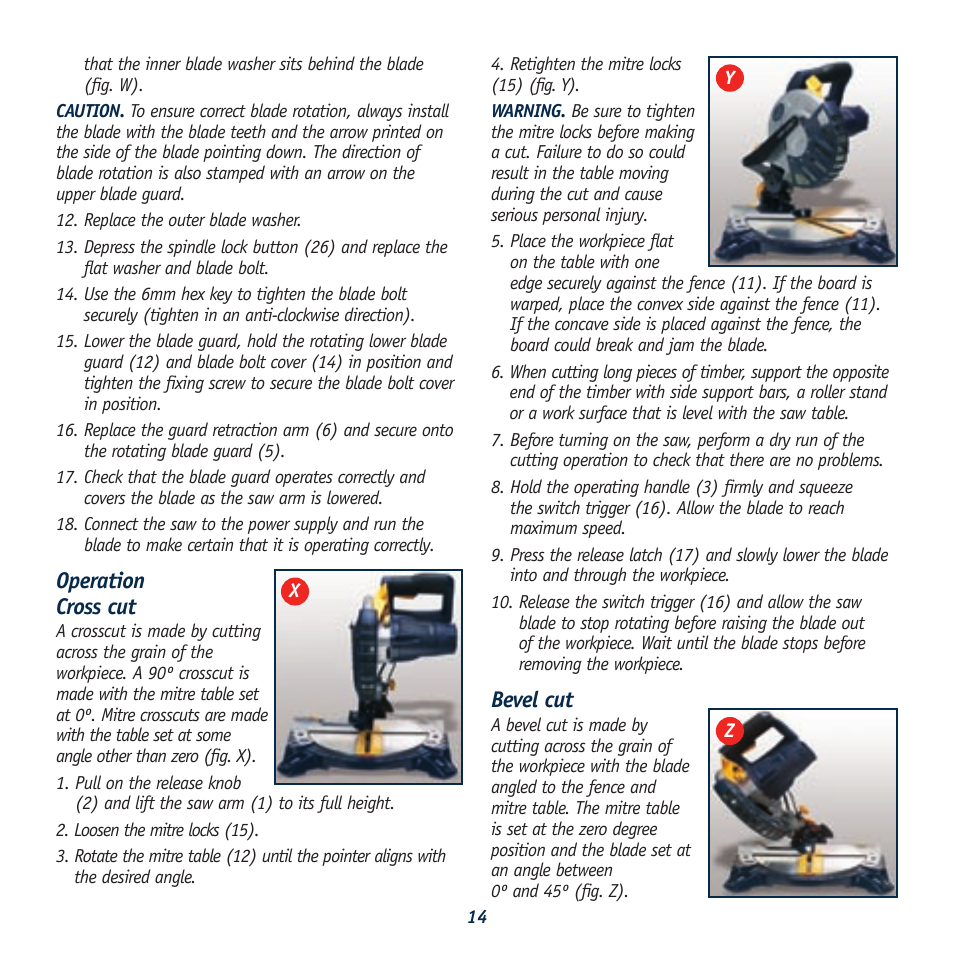 Operation cross cut, Bevel cut | Global Machinery Company LS211 User Manual | Page 14 / 20