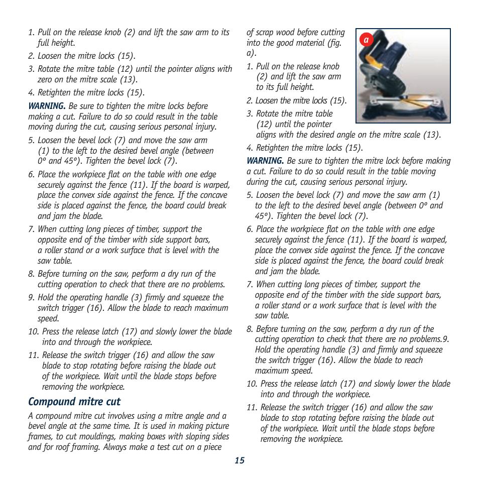 Compound mitre cut | Global Machinery Company LS211 User Manual | Page 15 / 20