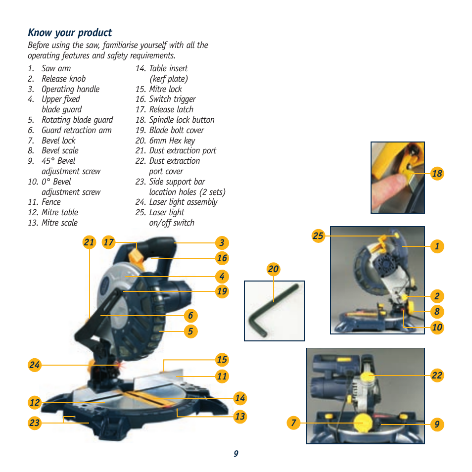 Know your product | Global Machinery Company LS211 User Manual | Page 9 / 20