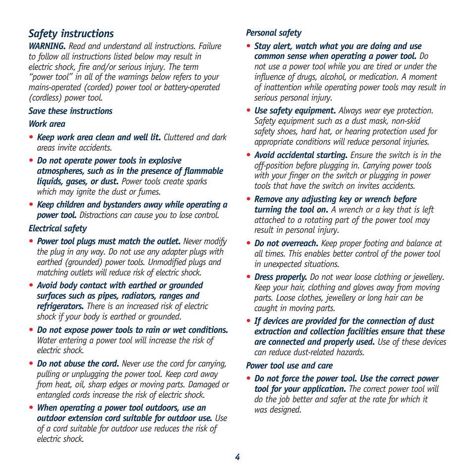 Safety instructions | Global Machinery Company GTX24250 User Manual | Page 4 / 13