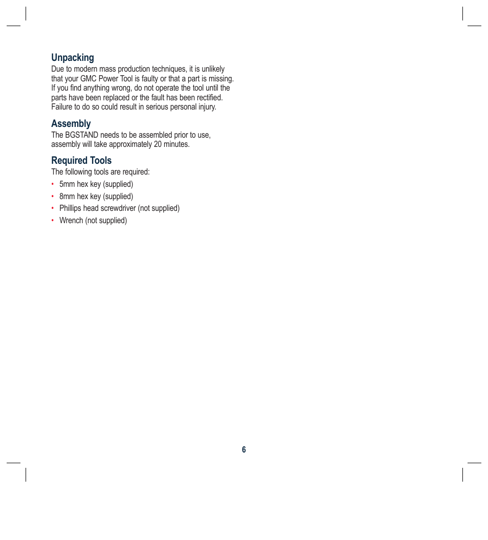 Global Machinery Company NTS2000A User Manual | Page 6 / 12