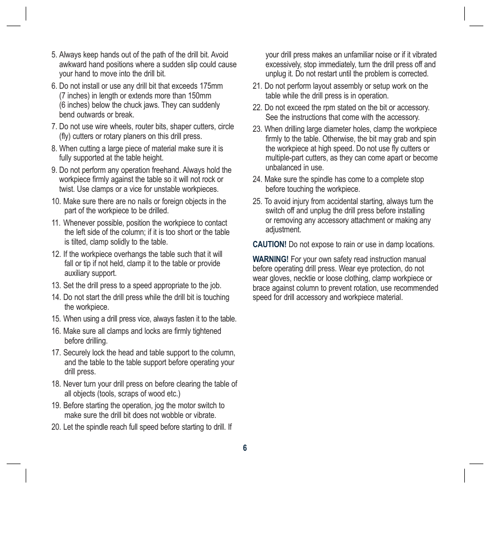 Global Machinery Company DP250LS User Manual | Page 6 / 16