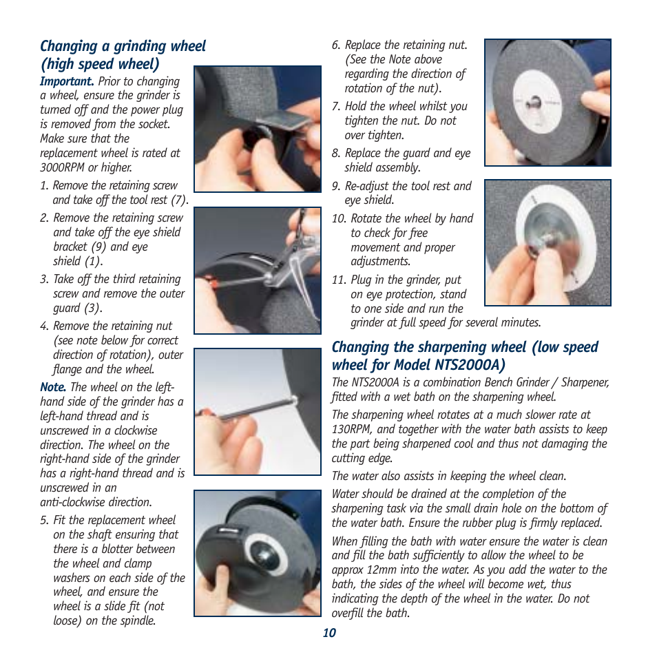 Changing a grinding wheel (high speed wheel) | Global Machinery Company BG150A User Manual | Page 10 / 13