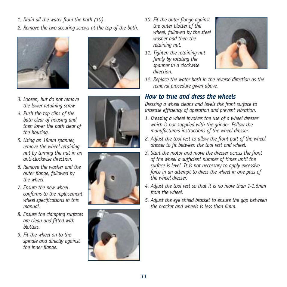 How to true and dress the wheels | Global Machinery Company BG150A User Manual | Page 11 / 13