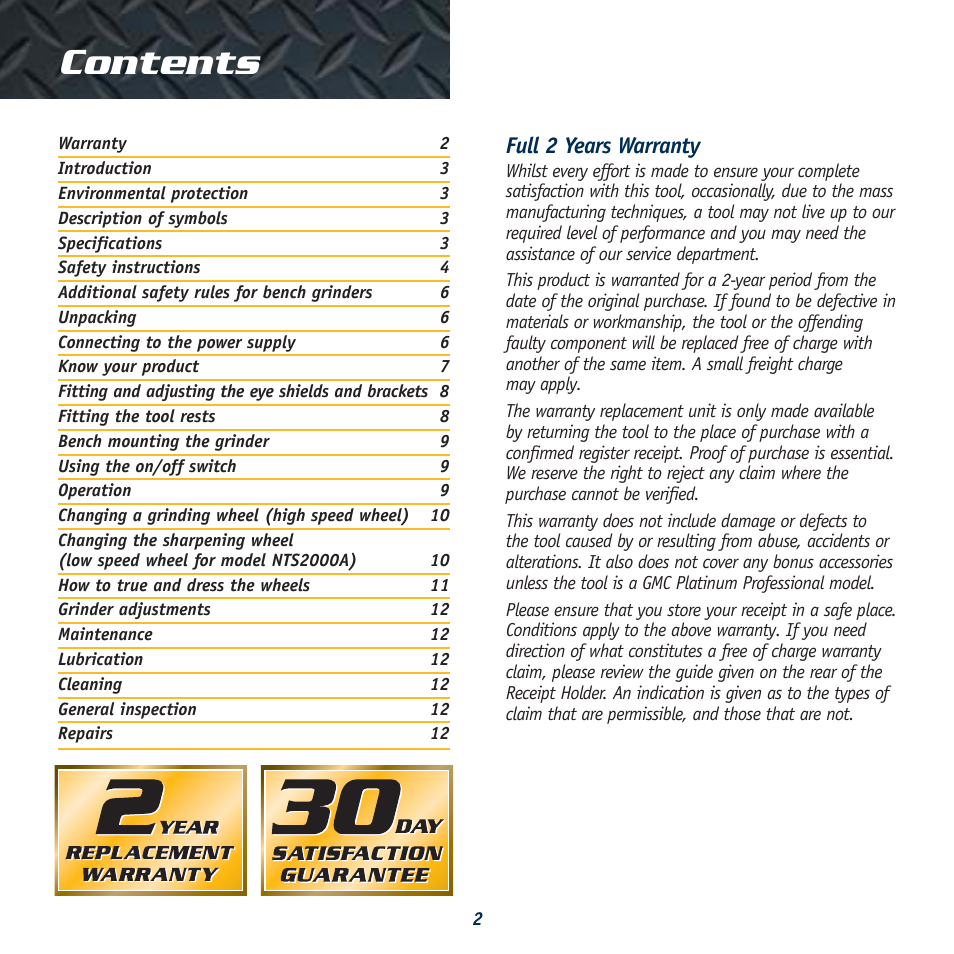 Global Machinery Company BG150A User Manual | Page 2 / 13
