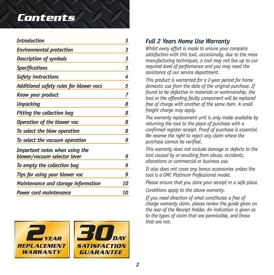 Global Machinery Company BV2400 User Manual | Page 2 / 11