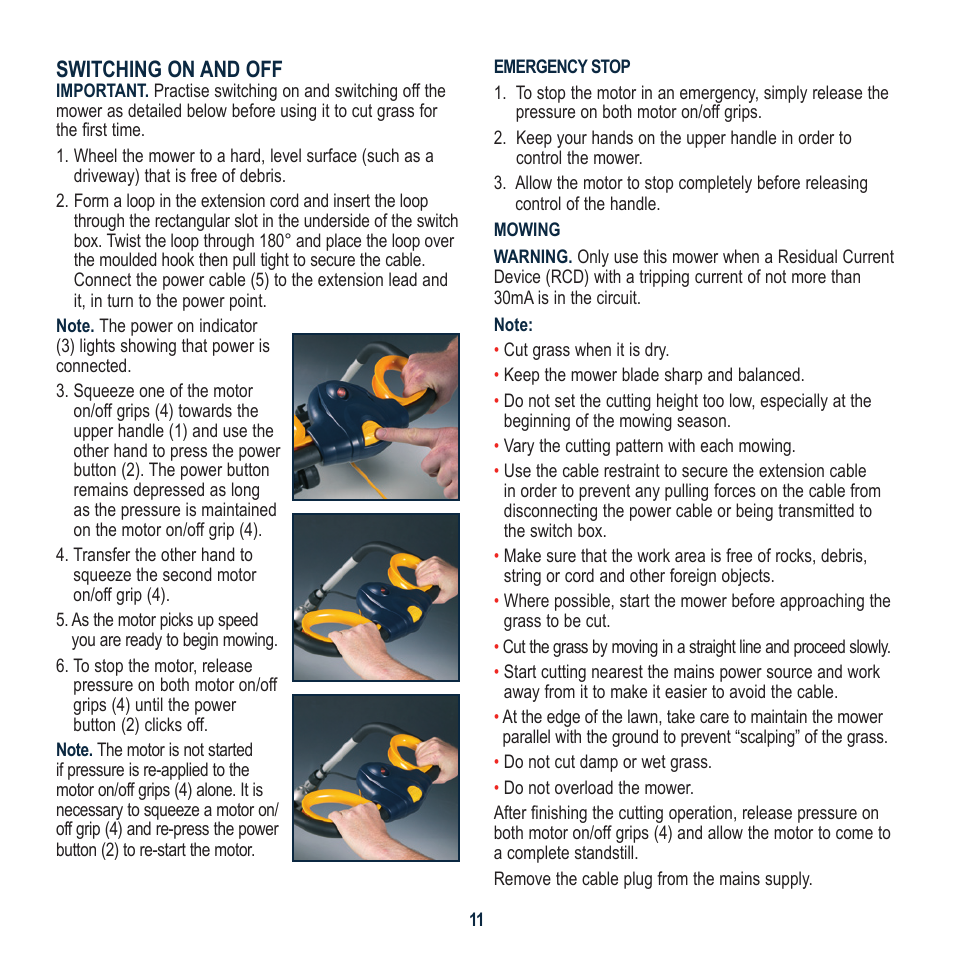 Switching on and off | Global Machinery Company 1700W User Manual | Page 11 / 16