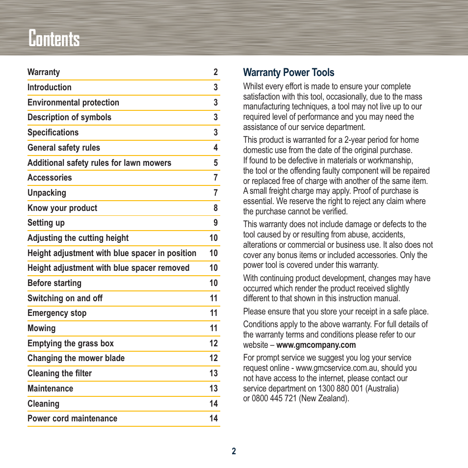 Global Machinery Company 1700W User Manual | Page 2 / 16